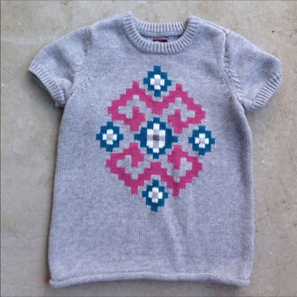Tea collection girls gray diamond sweater cotton S 4-5